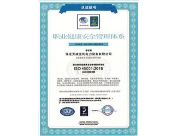 職業(yè)健康安全認(rèn)證證書(shū)